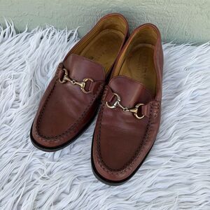 Italian Shoemaker Men's Brown Leather Loafers Size 9 Horsebit Detail